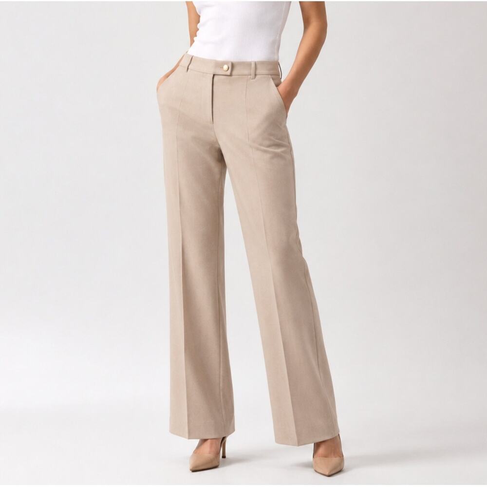 Calvin Klein Modern Fit Trousers Tan Herringbone Straight Leg Dress Pants 4